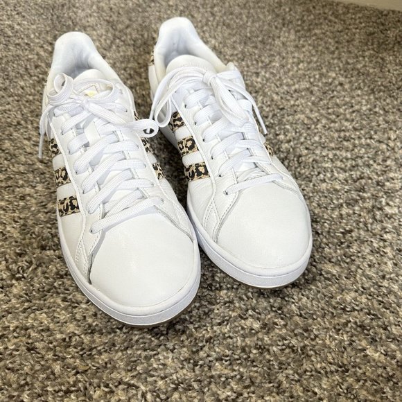 Adidas Grand Court 2.0 Womens Athletic Sneakers Shoes Size 9 White Leopard Print - Picture 8 of 10
